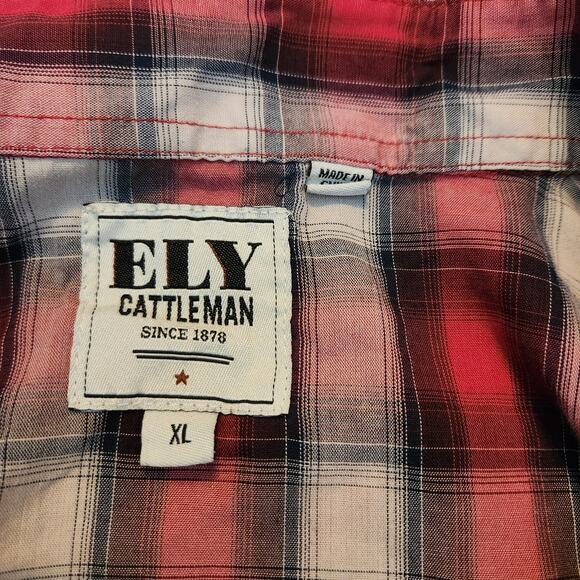 Ely Cattleman Men's Size XL Pearl Snap Short Sleeve - Picture 4 of 5